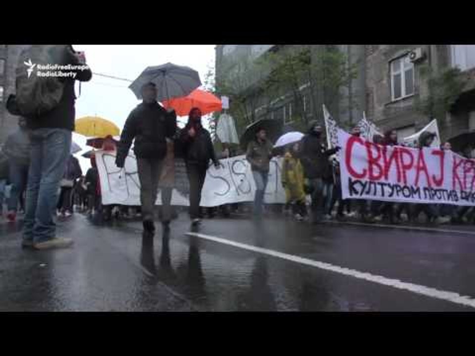 Anti-Government Protests Continue Despite the Rain in Belgrade