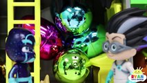 PJ MASKS IRL SUPERHEROES Catboy and Spiderman Surprise Eggs stolen by Romeo and Night Ninj
