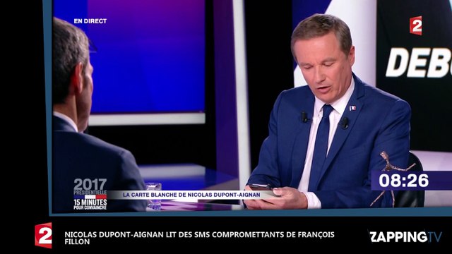 François Fillon : Dupont-Aignan dévoile en direct les SMS menaçants envoyés par son clan (vidéo)