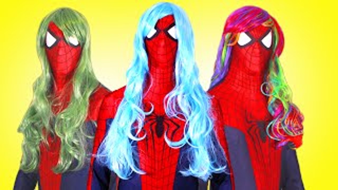 Spiderman Gets Rainbow Hair! w/ Frozen Elsa & Anna, Pink Spidergirl, Chocolate Candy & Joker Prank