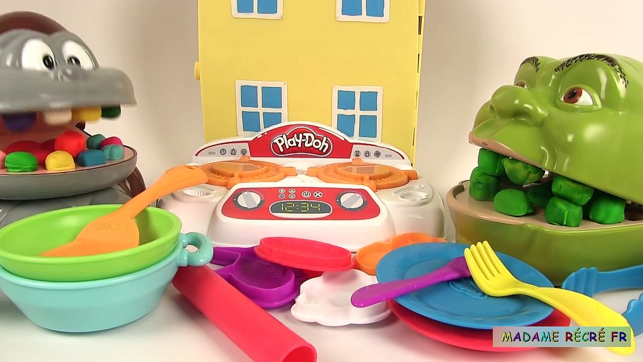 Pâte à Modeler Play Doh Dentiste Shrek mange des steaks œufs poisson avec le singe