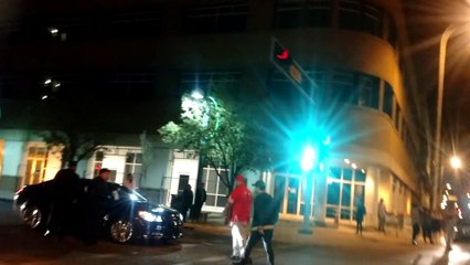 Guy Barely Hangs On Car