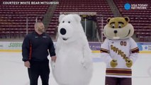 Mascot can't stay on his feet in hilarious outtake