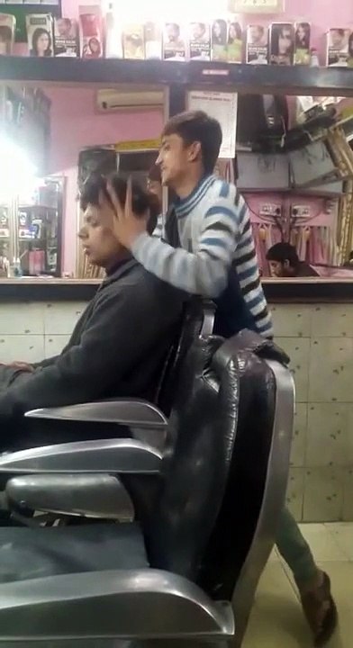 He is thinking he is getting a head massage 