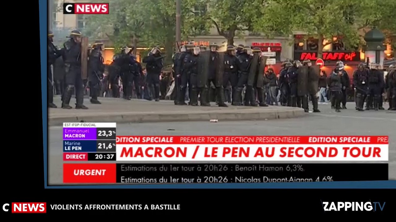 Résultats premier tour : Marine Le Pen au second tour, violents affrontements à Bastille (Vidéo)