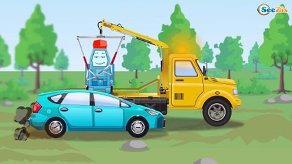 Kids Cartoon Ambulance with Police Car Real CHALLENGE - Emergency Cars Cartoons for children