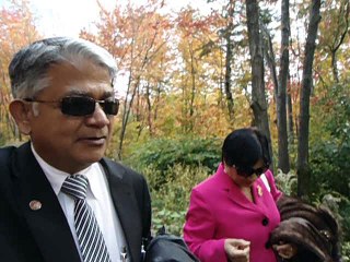 Aruna & Hari Sharma in Parc of the Kabir Kouba Cliff and Waterfall Wendake, Quebec, Canada Oct 2, 2012