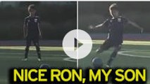 Cristiano Ronaldo's son even takes free-kicks like his father. That stance..