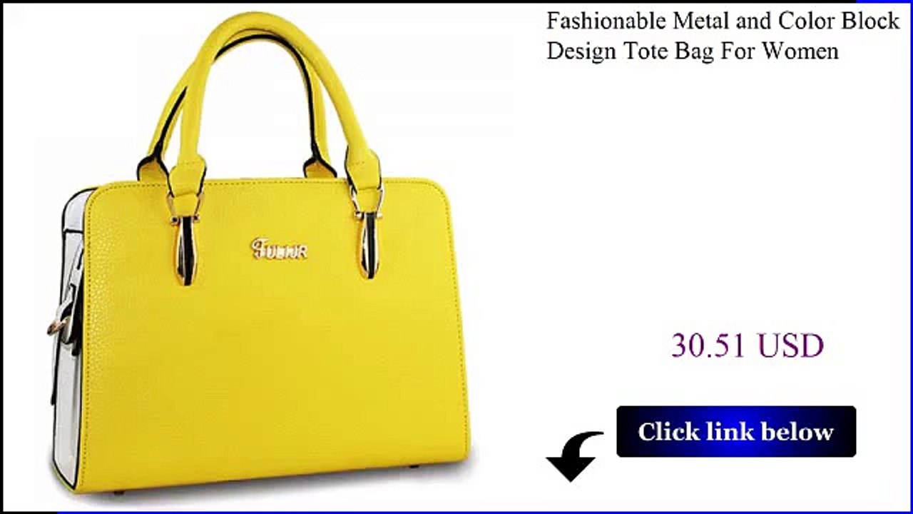 Fashionable Metal and Color Block Design Tote Bag For Women