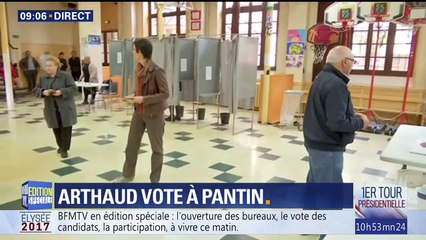Nathalie Arthaud a voté à Pantin