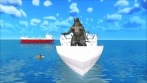 Godzilla Rowing Boat Animation for Row Row Row Your Boat Children Nursery Rhymes