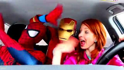 Spiderman Frozen Anna Hulk & Iron Man vs Spiderman’s Car on Fire! Fun Superhero Movie in Real Life