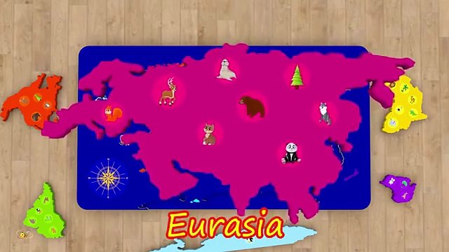 Cartoons for babies. Geography_ World map for kids. Learn 6 continents in English.
