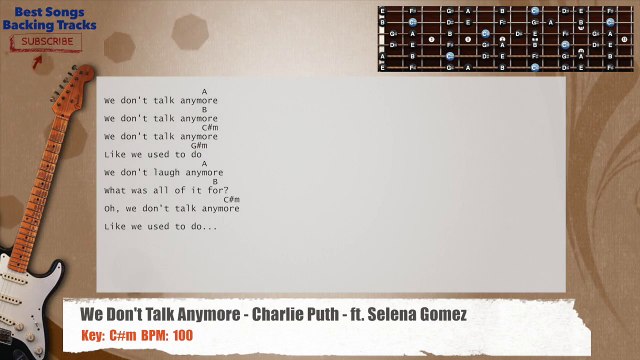We Don't Talk Anymore - Charlie Puth ft Selena Gomez Guitar Backing Track