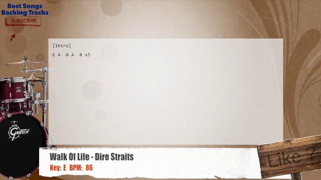 Walk Of Life - Dire Straits Drums Backing Track