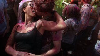 Indian Holi Being Celebrated by Some of Foreigners in Goa in Hot Style