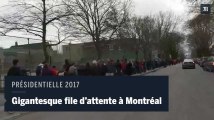 Election présidentielle 2017 : la longue, très longue file d'attente pour voter à Montréal