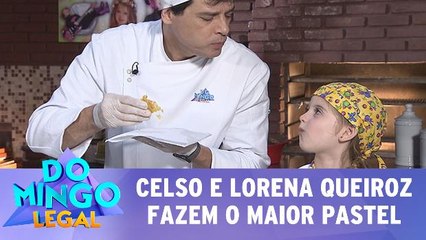 Celso Portiolli e Lorena Queiroz fazem o maior pastel da história