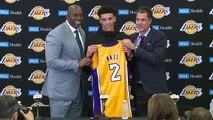 Lonzo Ball Lakers Introduction Press Conference, Magic Johnson praises him