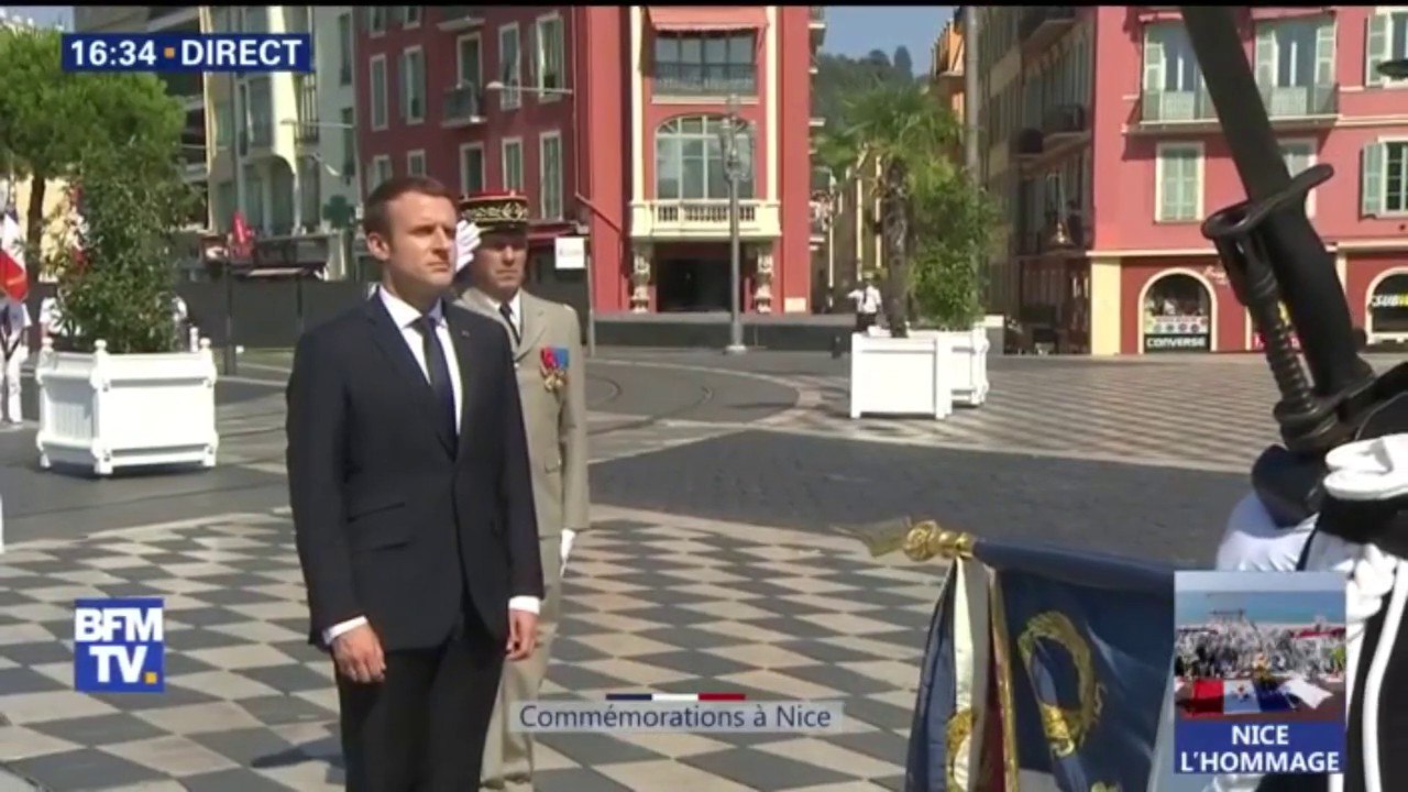 Commémorations à Nice: arrivée d'Emmanuel Macron pour la cérémonie d'hommage