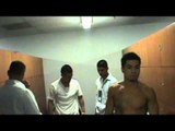 In the locker room before the fights