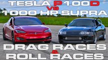 Tesla Model S P100D Ludicrous vs 1,000 HP Toyota Supra Turbo
