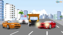 Police Car Rescue in the city w Racing Car & Big Race Cars Cartoon Animation Kids Compilation