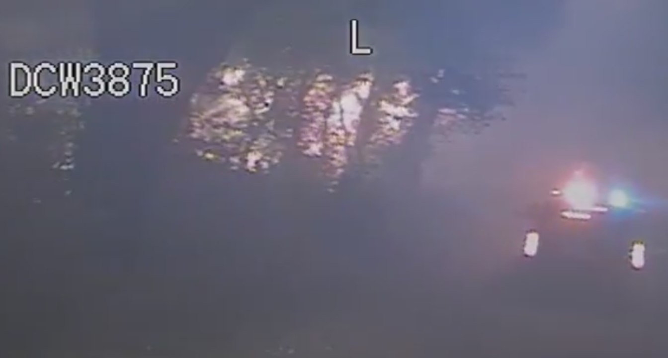 Dashcam Footage of Santa Barbara Police Rescuing Campers Stranded by Whittier Fire