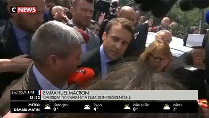 Emmanuel Macron sur le site de Whirlpool: "Marine Le Pen est restée un quart d'heure pour faire des images puis est partie!"