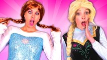 Frozen Elsa & Anna HAIR SWITCH! w/ Spiderman Joker Maleficent Spidergirl Poison Ivy! Superhero Fun