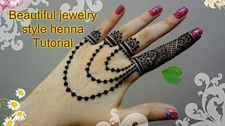 How to apply beautiful jewellery ornamental mehndi designs for hands tutorial eid 2017