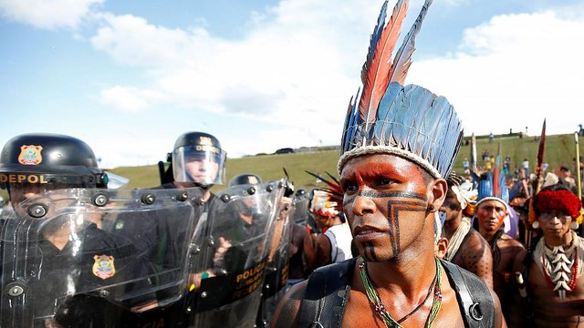 Thousands of indigenous Brazilians protest