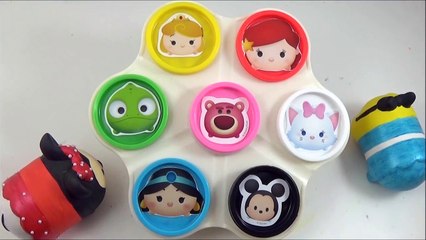 LEARN COLORS with Disney Tsum Tsums! Play doh Toy Surprise Cans, Disney ツムツム Toys-b4IAE