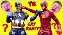 CAPTAIN AMERICA VS FLASH Who's The Cry Baby SUPERHEROES IN REAL LIFE Crying Babies Fight-Y