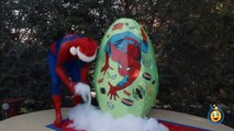 SPIDERMAN GIANT EGG SURPRISE TOYS for Kids w_ Spidey IRL Bubbles Gross Slime Christmas Toys Unboxing-8Zjug