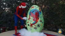 SPIDERMAN GIANT EGG SURPRISE TOYS for Kids w_ Spidey IRL Bubbles Gross Slime Christmas Toys Unboxing-8Z