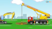 The Yellow Excavator & The Crane help Friends - Cars & Trucks Cartoons for Children