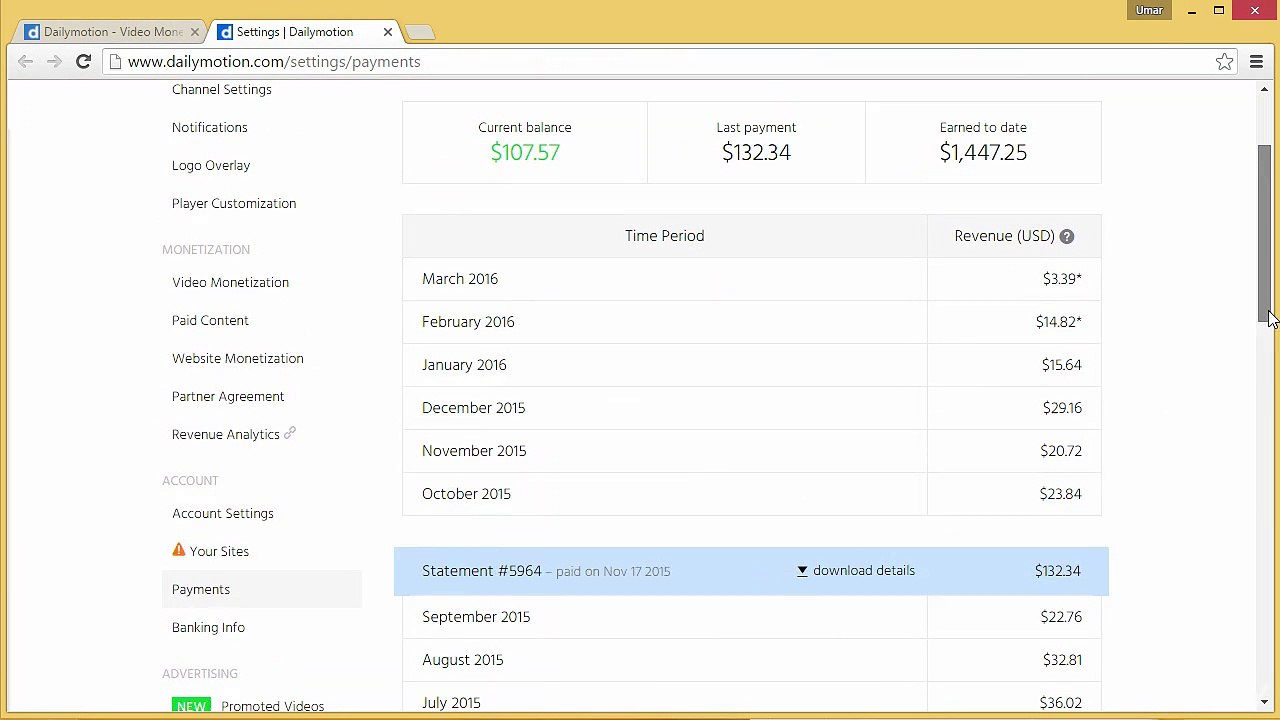HOW MUCH MONEY DOES SOMEONE EARNS ON DAILYMOTION $1000WEEK