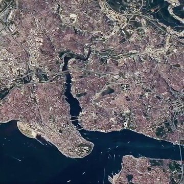 Travel across the Bosphorus strait, Istanbul Turkey. Continental boundary between Europe and Asia, wrote astronaut Jeff
