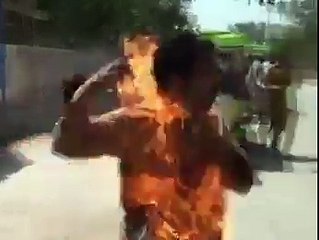 mobile catches fire in pocket in public