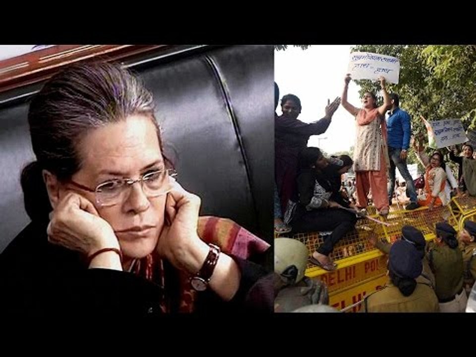 National Herald : Congress workers supports with blood thumb print