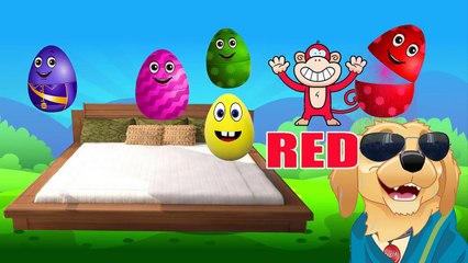 Learn Colors New! Five Little Monkeys born From Five Little Surprise Eggs - Nursery Rhymes Songs
