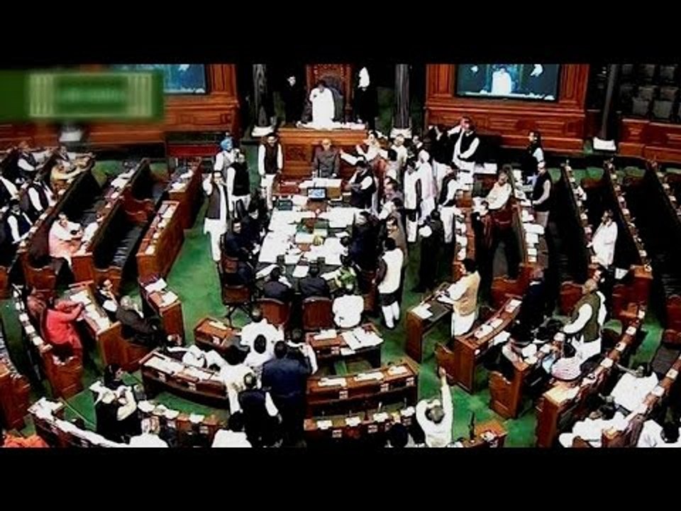 BJP MPs offers roses to protesting Congress MPs in Lok Sabha