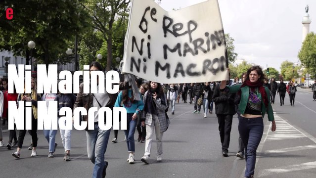 Ni Marine ni Macron : échauffourées lors d'une manifestation de lycéens à Paris