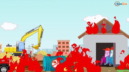 The Yellow Excavator Kids Car Cartoons Trucks for children Learn Construction Animation Cartoon