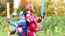 Iron Man vs Captain America in Real Life Battle! Superhero Fights - Playtime & Fun with Water Guns