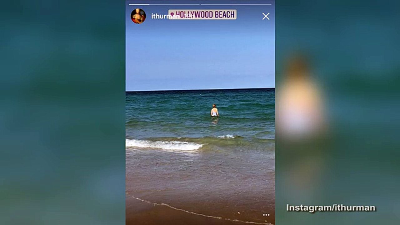Soaking up sun! Uma Thurman enjoys Hollywood Beach in Florida