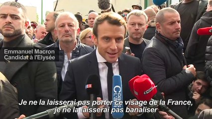 A Sarcelles, Emmanuel Macron s'en prend à Marine Le Pen