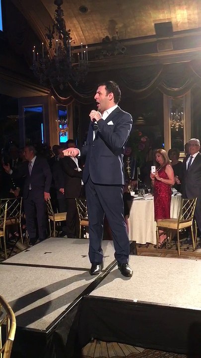 David Serero sings the Hatikvah at the Soroka Gala at the Pierre Hotel, NewYork