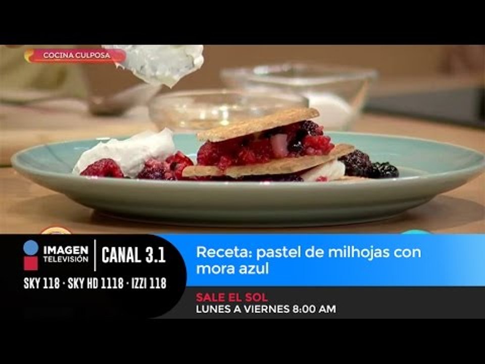 Receta: Pastel de milhojas con mora azul
